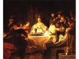 `Samson`s Wedding Feast` by Rembrandt. Canvas, 1638. Dresden, Staatliche Kunstsammlungen, Gem ldegalerie.